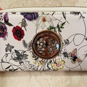 Beautiful Floral Wallet with Gold Accent, Butterfly’s, Roomy Interior